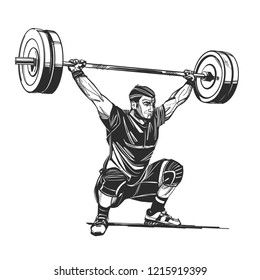 The black wight sketch a weightlifter is doing snatch svg