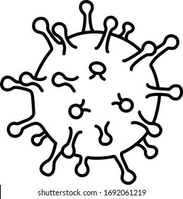 Сovid-19 black and wight vector art. Coronavirus Bacteria Cell Icon, No Infection and Stop Coronavirus Concepts. Dangerous Coronavirus Cell in China, Wuhan. Isolated Vector Icon