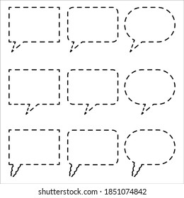 Black and wihte comic balloon collection of shape with broken lines