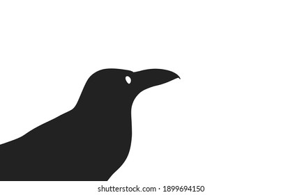 Black wild crow silhouette vector.