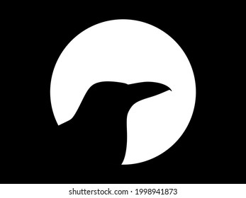 Black wild crow silhouette vector.