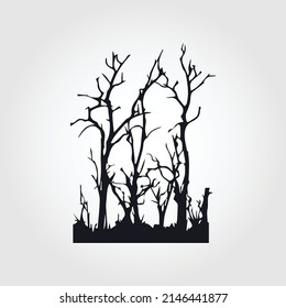 Black wild old forest landscape background