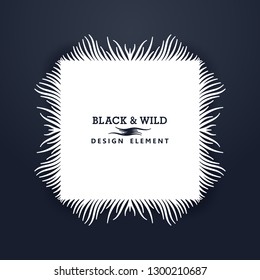 Black and Wild. Rectangular composition from free form wavy lines. The motion effect from the center.
 Vector design elements.