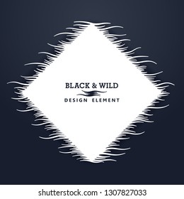 Black and Wild. Rhombus composition from free form wavy lines. The motion effect on the horizontal.
 Vector design elements. 