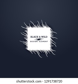 Black and Wild. Square composition from free form wavy lines. The motion effect on the diagonal.
 Vector design elements.