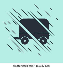 Black Wild west covered wagon icon isolated on green background. Glitch style. Vector Illustration