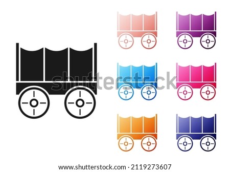 Black Wild west covered wagon icon isolated on white background. Set icons colorful. Vector