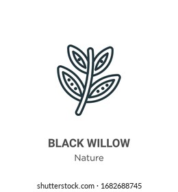 Black willow outline vector icon. Thin line black black willow icon, flat vector simple element illustration from editable nature concept isolated stroke on white background