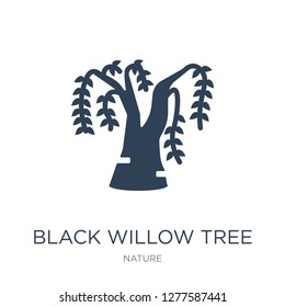 black willow tree icon vector on white background, black willow tree trendy filled icons from Nature collection, black willow tree vector illustration