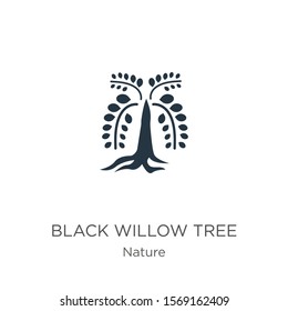 Black Willow Tree Icon Vector. Trendy Flat Black Willow Tree Icon From Nature Collection Isolated On White Background. Vector Illustration Can Be Used For Web And Mobile Graphic Design, Logo, Eps10