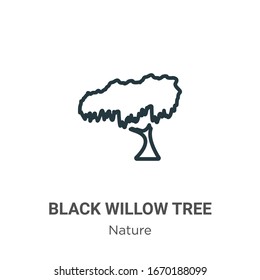 Schwarze Weiden umreißen Vektorillustration Symbol. Dünnlinige schwarze Weidenbaumsymbol, einfache flache Vektorillustration-Elementgrafik aus bearbeitbarem Naturkonzept einzeln auf weißem Hintergrund