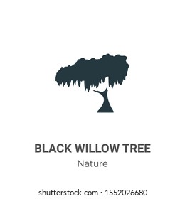 Black willow tree vector icon on white background. Flat vector black willow tree icon symbol sign from modern nature collection for mobile concept and web apps design.
