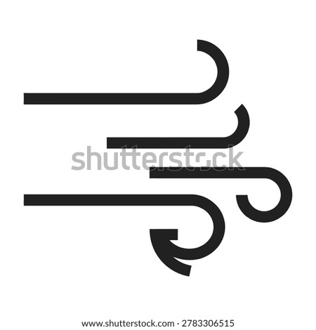 Black wind blowing icon on white background, weather symbol illustration