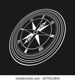 Black wind compass isolated on white