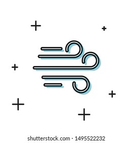 Black Wind icon isolated on white background. Windy weather.  Vector Illustration