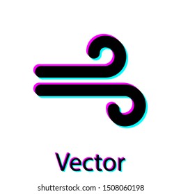 Black Wind icon isolated on white background. Windy weather.  Vector Illustration