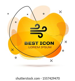 Black Wind icon isolated on white background. Windy weather. Abstract banner with liquid shapes. Vector Illustration