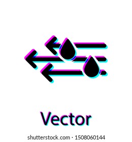 Black Wind and rain icon isolated on white background. Windy weather.  Vector Illustration