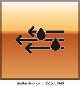 Black Wind and rain icon isolated on gold background. Windy weather.  Vector Illustration