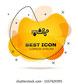 Black Wind and rain icon isolated on white background. Windy weather. Abstract banner with liquid shapes. Vector Illustration