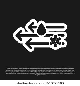 Black Wind and rain with snow icon isolated on black background. Windy weather.  Vector Illustration