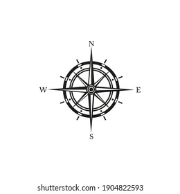 Black wind rose or compass.Compass Rose Logo .Vector illustration
