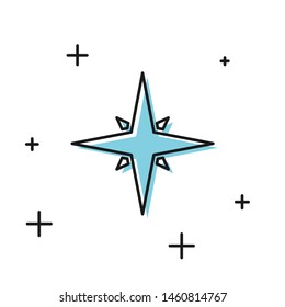 Black Wind rose icon isolated on white background. Compass icon for travel. Navigation design.  Vector Illustration