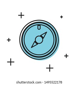Black Wind rose icon isolated on white background. Compass icon for travel. Navigation design.  Vector Illustration