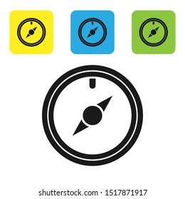 Black Wind rose icon isolated on white background. Compass icon for travel. Navigation design. Set icons colorful square buttons. Vector Illustration