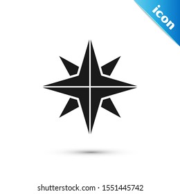 Black Wind rose icon isolated on white background. Compass icon for travel. Navigation design.  Vector Illustration