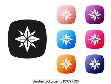 Black Wind rose icon isolated on white background. Compass icon for travel. Navigation design. Set icons colorful. Vector