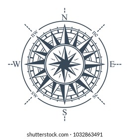 Black wind rose isolated on white