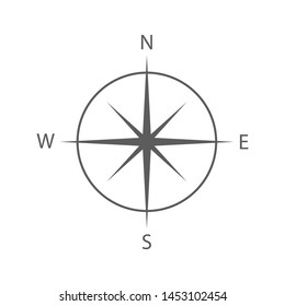 Black wind rose isolated on white background. Vector compass