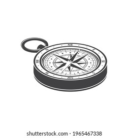 Black wind rose isolated on white. Vector. For travel and navigation design