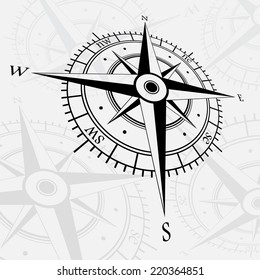 Black wind rose isolated on white. eps10