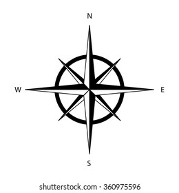 Black wind rose isolated on white background