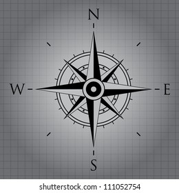 Black wind rose on gray background