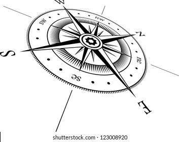 Black wind rose on white background