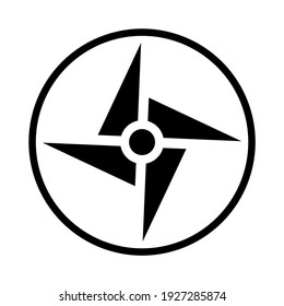 Schwarze Windturbine .Flaches Symbol.