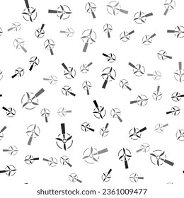 Black Wind turbine icon isolated seamless pattern on white background. Wind generator sign. Windmill for electric power production.  Vector