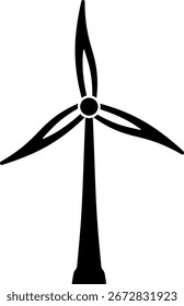 black wind turbine icon without background.