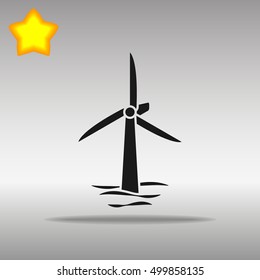 black wind turbines afloat Icon button logo symbol concept high quality on the gray background