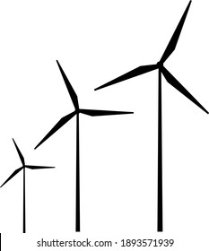 black wind turbines vector, 
or black wind turbines icon,
wind turbine is a device that converts the wind's kinetic energy into electrical energy