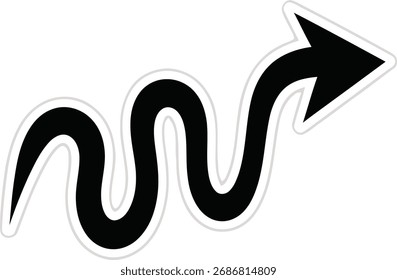 A black winding arrow pointing to the right suggesting a nonlinear path or journey
