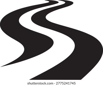 A black winding path. logo Vector Black silhouettes
