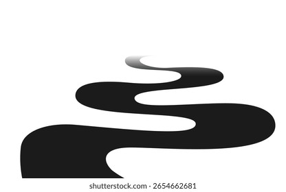Black winding road diagram. vector