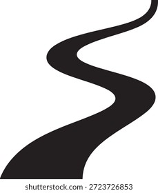 Black winding road or path on a white background curve