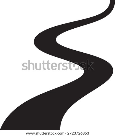 Black winding road or path on a white background curve