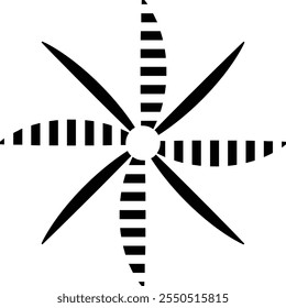 A black windmill icon features a minimalist, dark silhouette of a traditional windmill, typically with four blades extending outward in a cross pattern.
