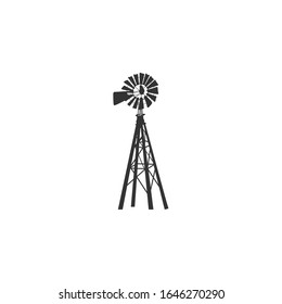 Black Windmill Stand Alone White Background